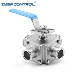 Sanitary Stainless Steel Water Cooling Liquid Data Center Encapsulated Clamped Four-Way Ball Valve