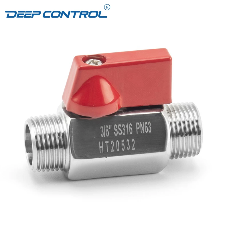Liquid Cooling Water Prevent Leaks Stainless Steel SS304 SS316 PN63 NPT BSPT Thread Male Male Mini Ball Valve