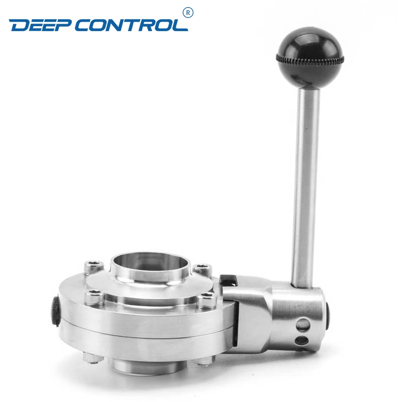 Data Center Water Cooling Zero Fluid Loss Hygienic Stainless Steel Butt-Weld Butterfly Valve with Pull Handle