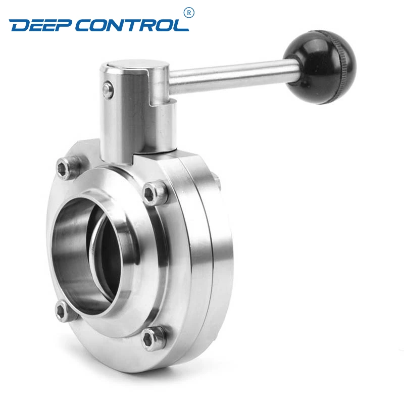 Sanitary Liquid Cooling Water Prevent Leaks Welded Butterfly Valve with Round Pull Handle