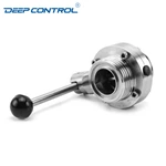 Data Center Chiller Sanitary Stainless Steel Thread Butterfly Valve with Pull Handle