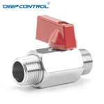 Liquid Cooling Water Prevent Leaks Stainless Steel SS304 SS316 PN63 NPT BSPT Thread Male Male Mini Ball Valve