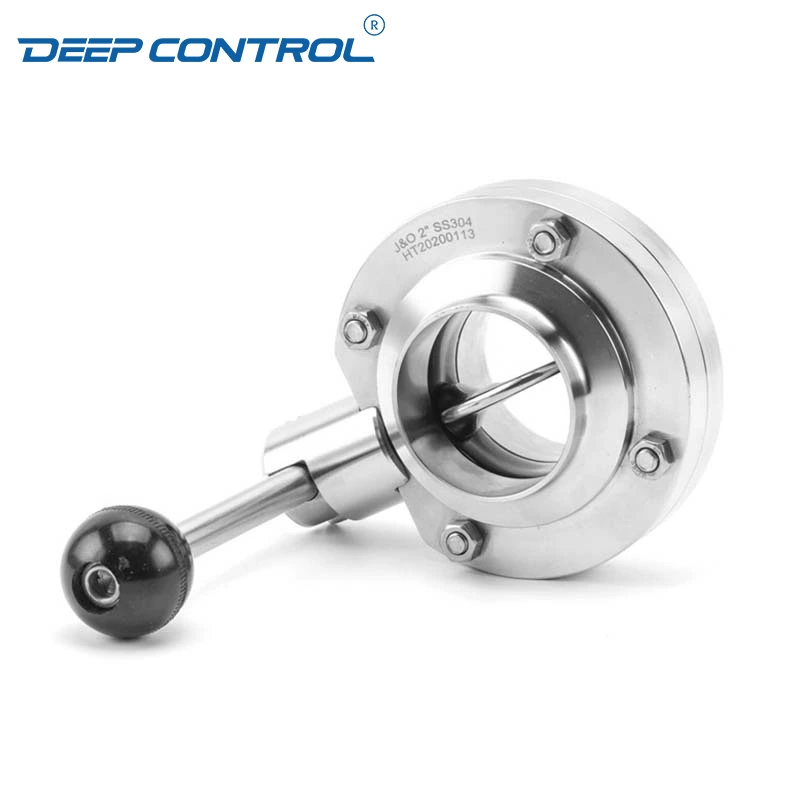 Sanitary Liquid Cooling Water Prevent Leaks Welded Butterfly Valve with Round Pull Handle