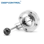 Sanitary Liquid Cooling Water Prevent Leaks Welded Butterfly Valve with Round Pull Handle