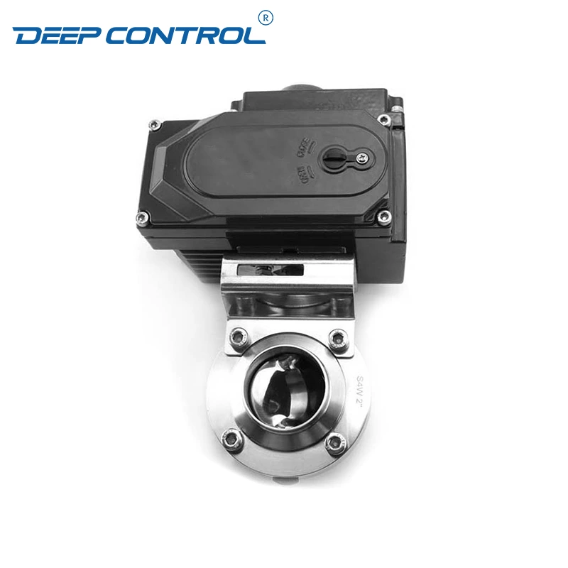 Data Center Chiller Prevent Leaks Sanitary Stainless Steel Welding Butterfly Valve With Electric Actuator
