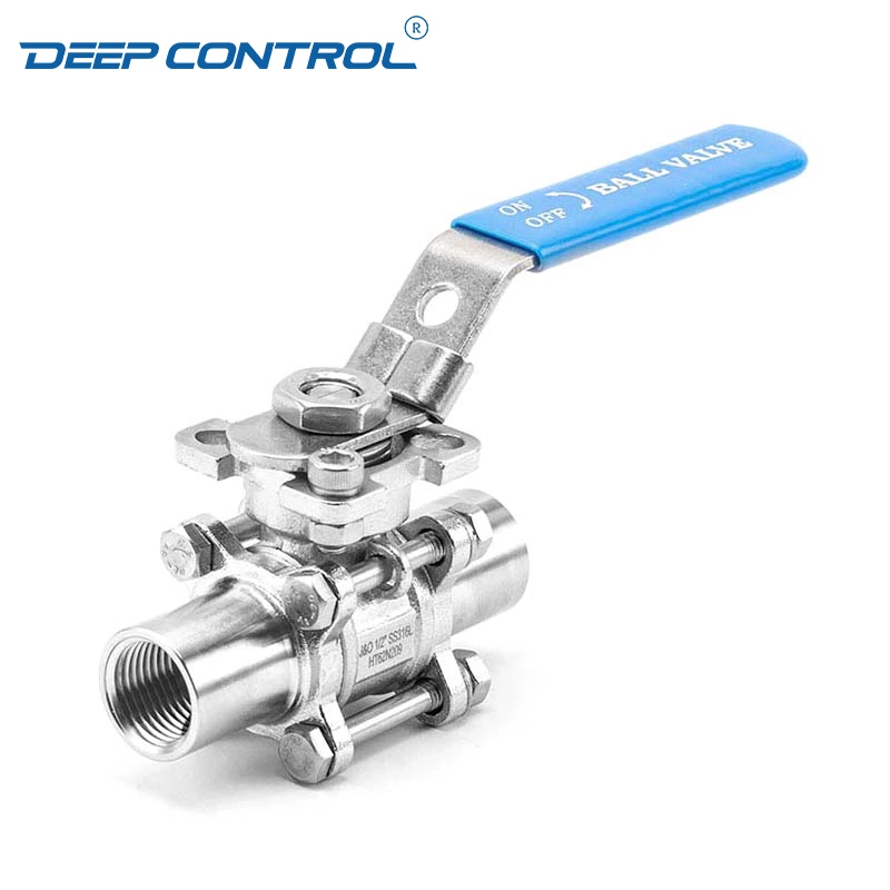 Water Cooling Liquid Data Center Hygienic Stainless Steel FDA Hygienic Female Thread Three Pieces Ball Valve