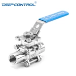 Water Cooling Liquid Data Center Hygienic Stainless Steel FDA Hygienic Female Thread Three Pieces Ball Valve