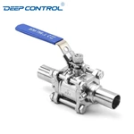 Data Center Liquid Cooling Water Hygienic Stainless Steel Encapsulated Seal FDA Pharmacy Butt-Weld 3 PCS Non-Retention Ball Valve