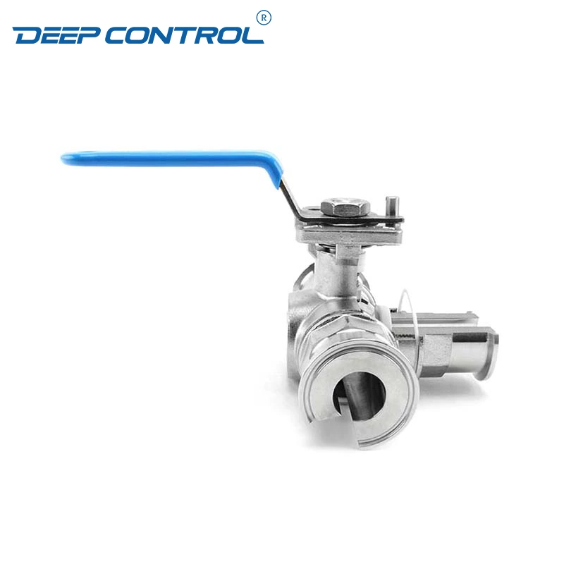 Data Center Liquid Cooling Water Hygienic Manual 3 Way T/L Tri-Clamp Ball Valve With ISO 5211 Mounting Pad