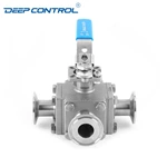 Flow of Coolant Water Cooling Liquid Data Center Hygienic Encapsulated Sanitary Stainless Steel Tri-Clamp 3-Way Ball Valve