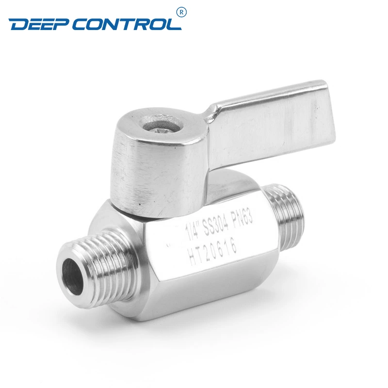 Stainless Steel SS304 SS316 NPT BSPT Male Male Thread Data Center Liquid Cooling Water Mini Ball Valve with SS Handle