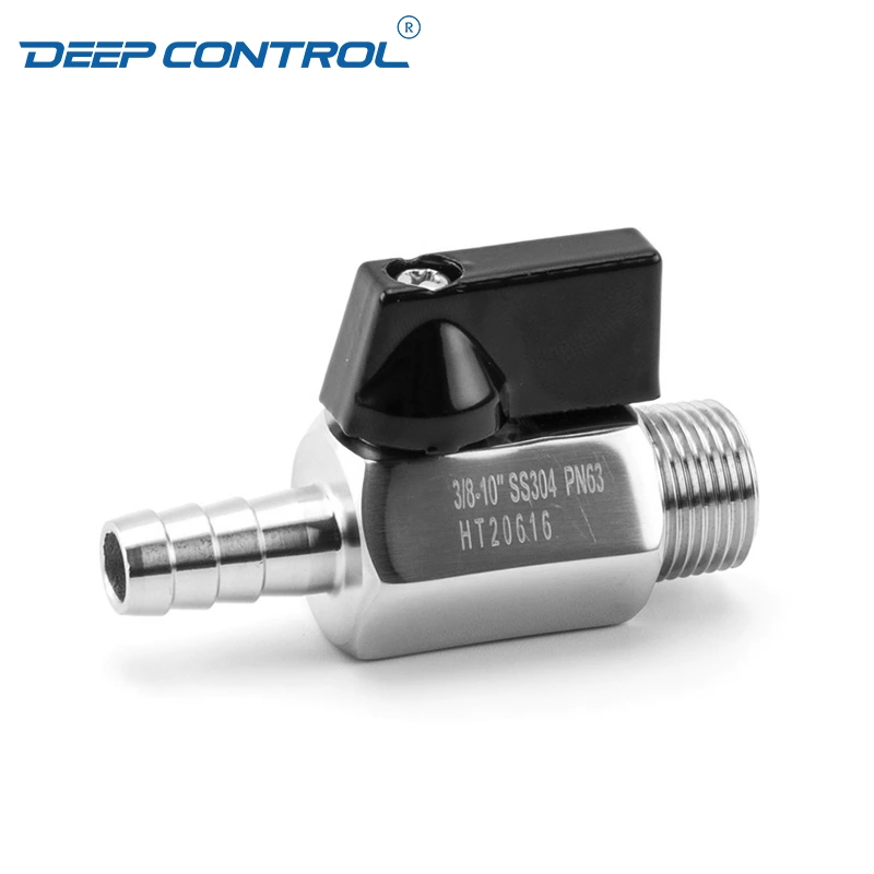 Stainless Steel SS304 SS316 Data Center Liquid Cooling Water NPT BSPT Thread Male Hose Rubber Adapter Mini Ball Valve