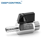 Stainless Steel SS304 SS316 Data Center Liquid Cooling Water NPT BSPT Thread Male Hose Rubber Adapter Mini Ball Valve