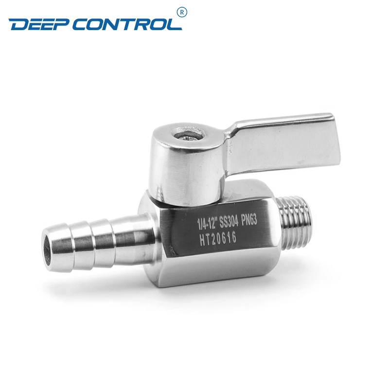 Water Cooling Liquid Data Center SS304 SS316 SS Handle NPT BSPT Thread Male Hose Rubber Adapter Stainless Steel Mini Ball Valve