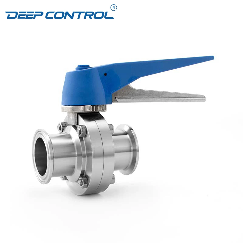 Cooling Water Energy Storage Sanitary Stainless Steel Tri-Clamp Butterfly Valve with Multi-Postion Gripper Handle
