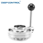 Sanitary Liquid Cooling Water Prevent Leaks Welded Butterfly Valve with Round Pull Handle