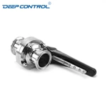 Leak Free Data Center Chiller Stainless Steel Hygienic Korea Tri-Clamp Butterfly Valve with 12 Positions Plastic Gripper Handle