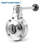 Data Center Water Cooling Zero Fluid Loss Hygienic Stainless Steel Butt-Weld Butterfly Valve with Pull Handle