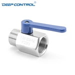 Stainless Steel Cooling Water Data Center BSPT NPT Thread Female Male Thread Mini Ball Valve with Extended Handle