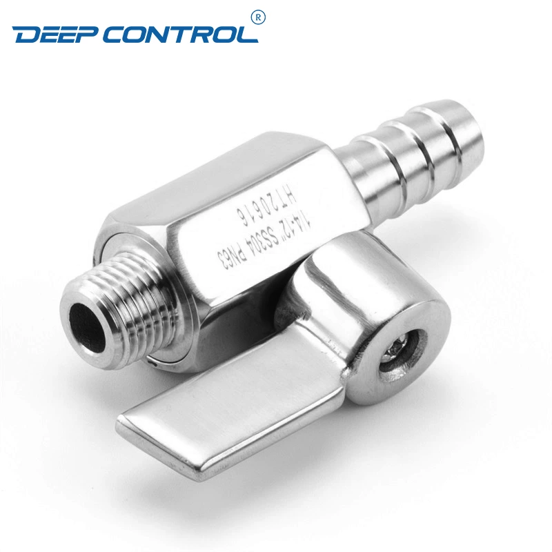 Water Cooling Liquid Data Center SS304 SS316 SS Handle NPT BSPT Thread Male Hose Rubber Adapter Stainless Steel Mini Ball Valve