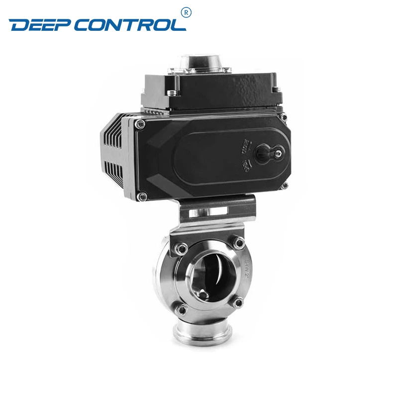 Data Center Chiller Prevent Leaks Sanitary Stainless Steel Welding Butterfly Valve With Electric Actuator
