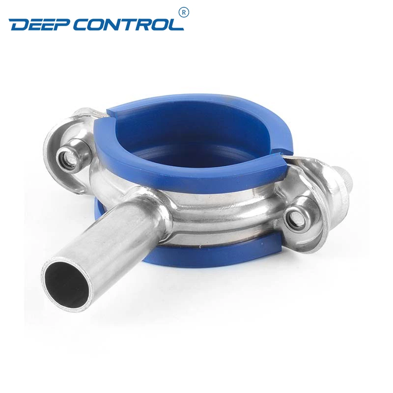 Hygienic Water Cooling Data Center Sanitary Stainless Steel Welding Heavy Duty Pipe Holder with Blue Rubber Insert
