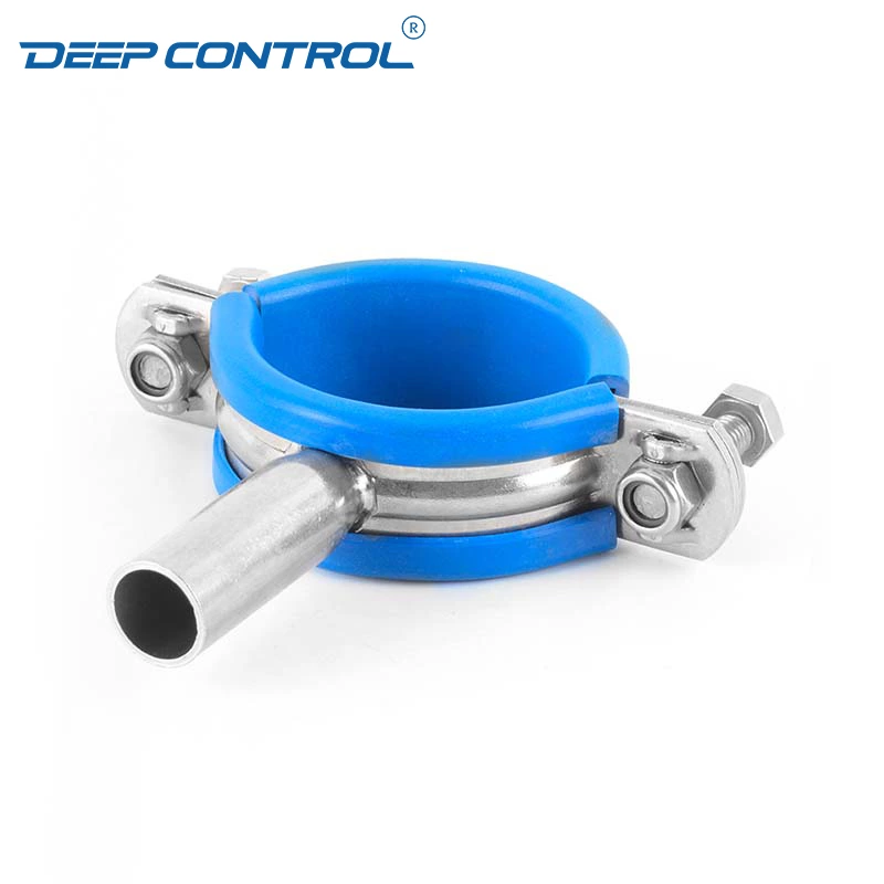 Data Center Liquid Cooling Water Hygienic Stainless Steel Weld TH6 Pipe Hanger With Blue Rubber Insert