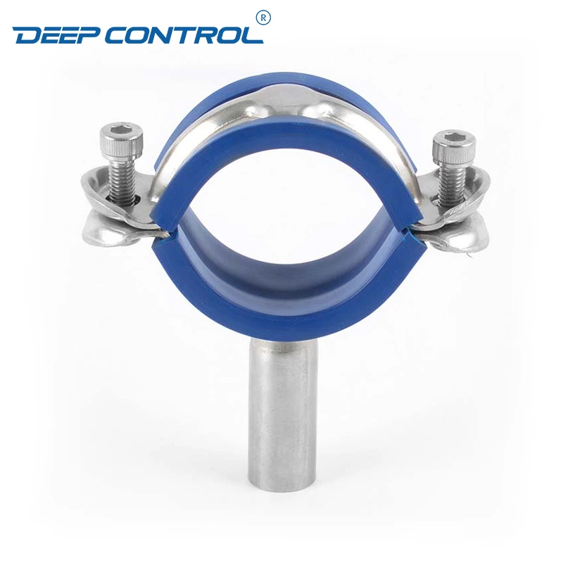 Hygienic Water Cooling Data Center Sanitary Stainless Steel Welding Heavy Duty Pipe Holder with Blue Rubber Insert