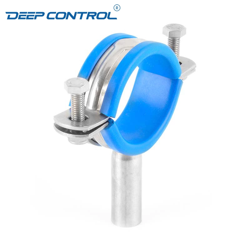 Data Center Liquid Cooling Water Hygienic Stainless Steel Weld TH6 Pipe Hanger With Blue Rubber Insert