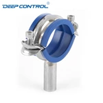 Hygienic Water Cooling Data Center Sanitary Stainless Steel Welding Heavy Duty Pipe Holder with Blue Rubber Insert
