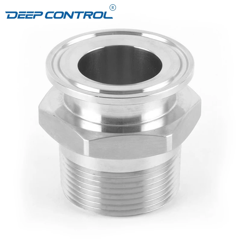 Sanitary Data Center Liquid Cooling Water Stainless Steel Hygienic Hexagone BSPT NPT Thread Male Tri Clamp Connector Adapter