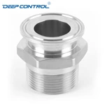 Sanitary Data Center Liquid Cooling Water Stainless Steel Hygienic Hexagone BSPT NPT Thread Male Tri Clamp Connector Adapter