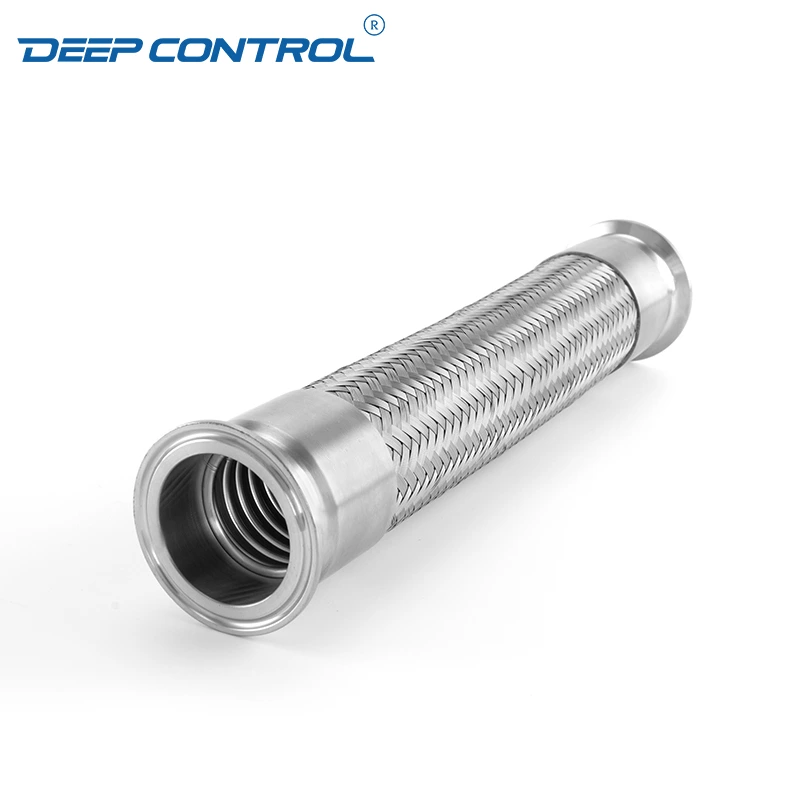 Water Cooling Liquid Data Center Stainless Steel Tri-clamp Braided Flexible Bellow Metal Hose With Ferrule End