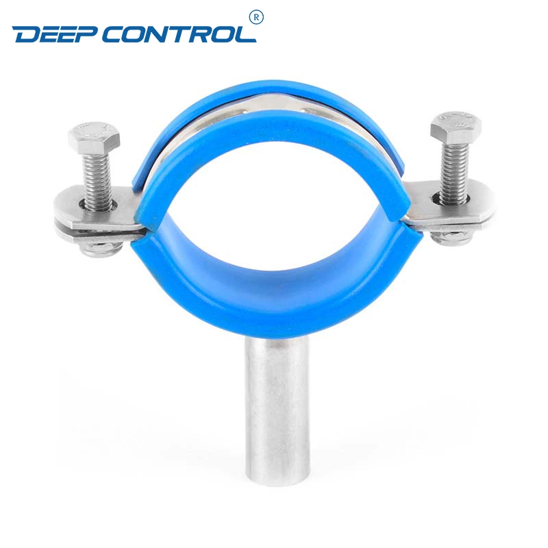 Data Center Liquid Cooling Water Hygienic Stainless Steel Weld TH6 Pipe Hanger With Blue Rubber Insert