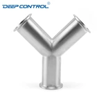 Hygienic Stainless Steel Data Center Liquid Cooling Water 3A SMS DIN AS BS Tri Clamp Y Type Tee