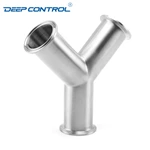 Hygienic Stainless Steel Data Center Liquid Cooling Water 3A SMS DIN AS BS Tri Clamp Y Type Tee