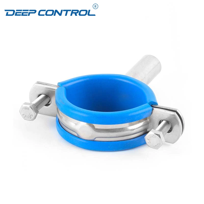 Data Center Liquid Cooling Water Hygienic Stainless Steel Weld TH6 Pipe Hanger With Blue Rubber Insert