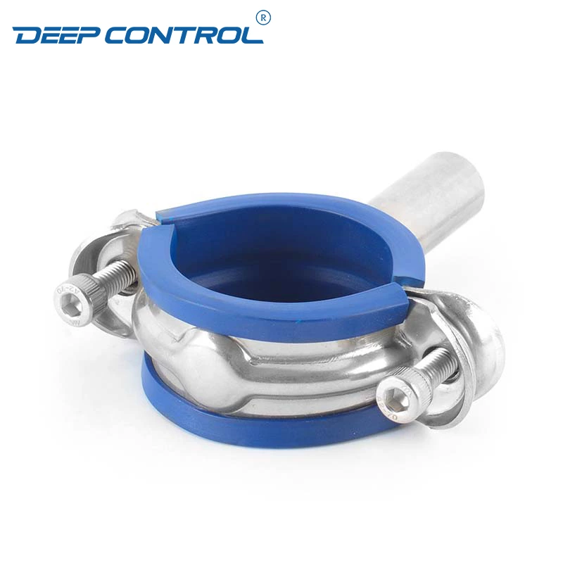 Hygienic Water Cooling Data Center Sanitary Stainless Steel Welding Heavy Duty Pipe Holder with Blue Rubber Insert