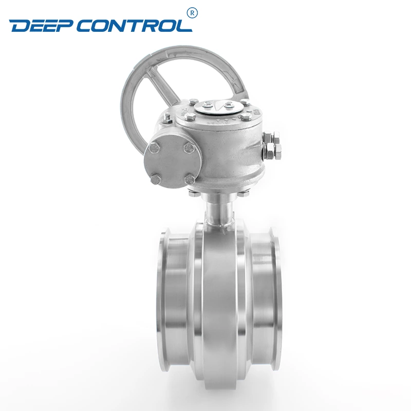 Sanitary Data Center Cooling Water Liquid Stainless Steel One Piece 1PC Free Leak Tri-Clamp Butterfly Valve with Worm Gear