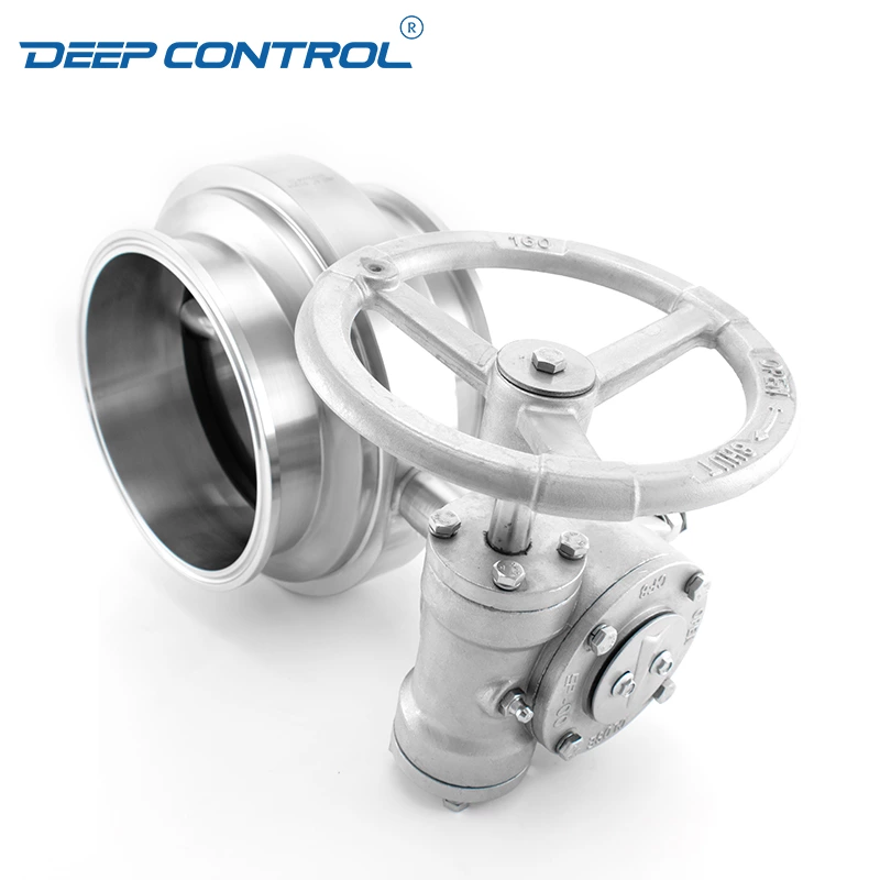 Sanitary Data Center Cooling Water Liquid Stainless Steel One Piece 1PC Free Leak Tri-Clamp Butterfly Valve with Worm Gear