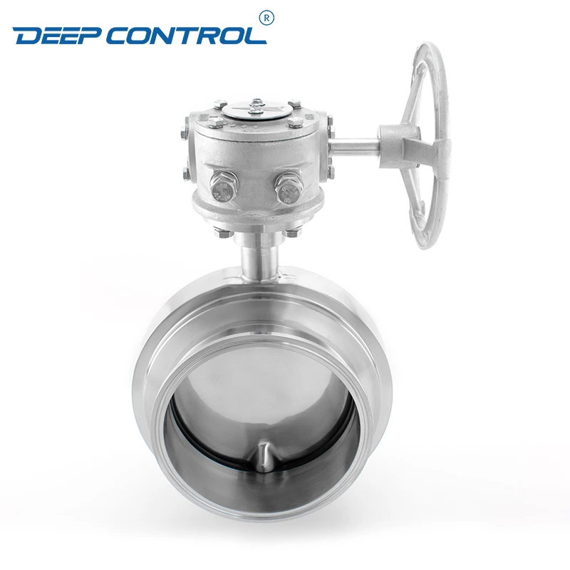 Sanitary Data Center Cooling Water Liquid Stainless Steel One Piece 1PC Free Leak Tri-Clamp Butterfly Valve with Worm Gear