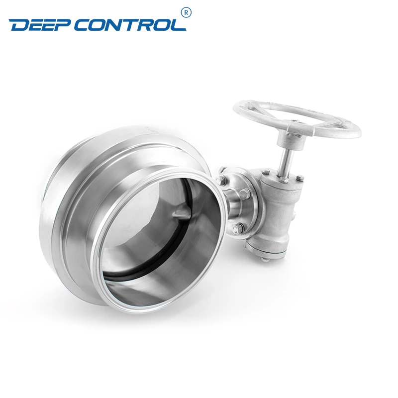 Sanitary Data Center Cooling Water Liquid Stainless Steel One Piece 1PC Free Leak Tri-Clamp Butterfly Valve with Worm Gear